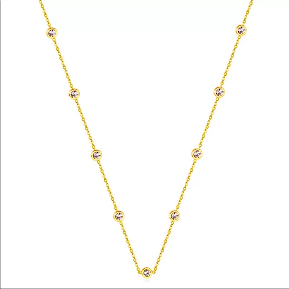 NWT gold plated Diamond cub z long chain necklace
